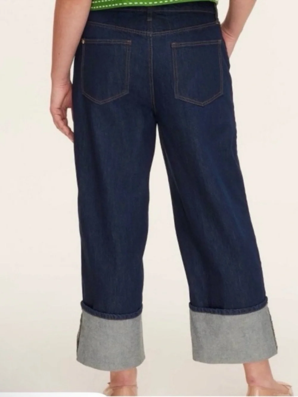 NWT kate spade X Target Size 20 Dark Indigo Wide-Leg Cuffed Cropped Jeans